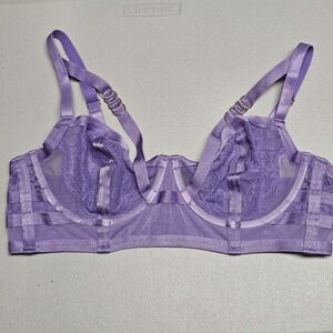 Torrid Curve Purple Lace Strappy‎ Longline Underwire Bralette Size 00 (Large)